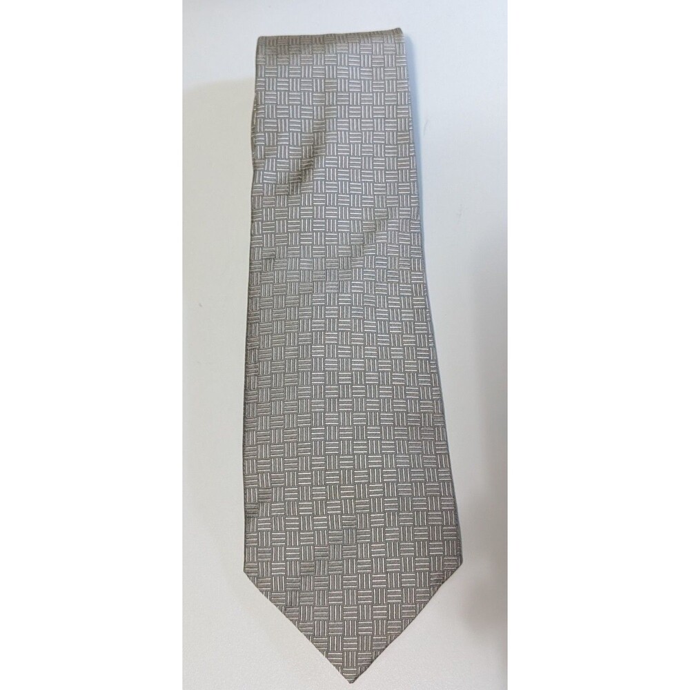 Lauren Ralph Lauren Gray Geometric 100 Silk From USA Man Neck Tie (146)